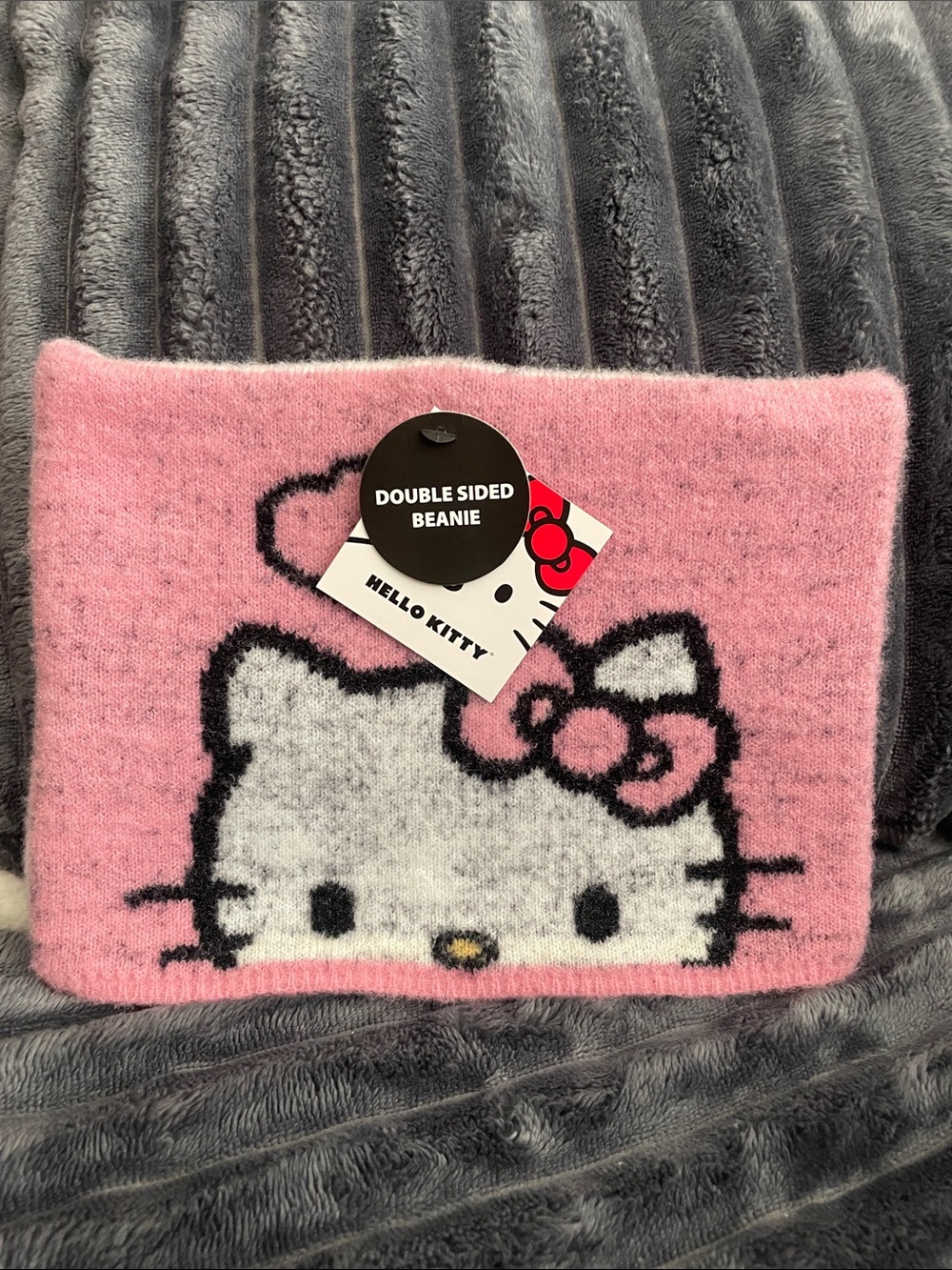 Hello Kitty Pink & White Double-Sided Beanie